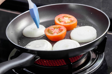 grilled onion and tomato