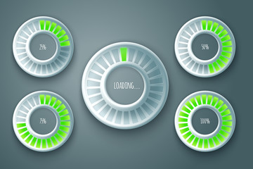 Set of glowing preloaders 