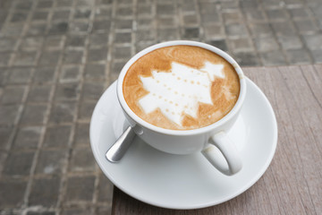 Christmas Tree Latte Art Coffee