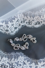 Wedding accessories on white background.