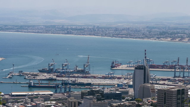 The bay and the port Haifa, Timelapse/Haifa, Israel