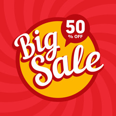 Big sale of 50 percent. Vector background.