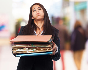 cool business-woman with files