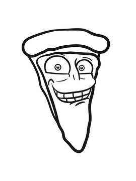 comic cartoon funny face pizza margherita piece of cheese design