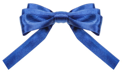 symmetrical blue ribbon bow with square cut ends