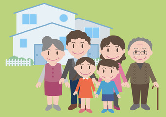 three generation family, vector illustration