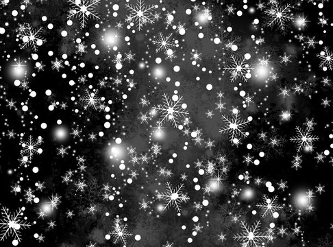 winter background with  various snowflakes
