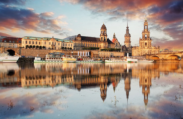 Panorama of Dresden Old Town over the Elbe River.