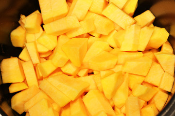 pumpkin cubes sliced