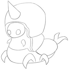 Unicorn Bug Line Art - Creature Design