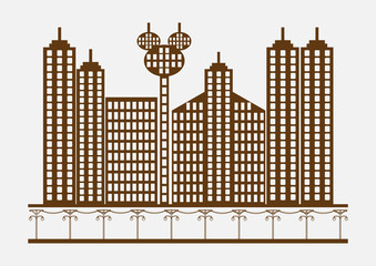 Flat design of building in cityscape. Vector illustration.