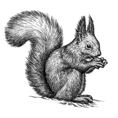 engrave squirrel illustration © doublebubble_rus