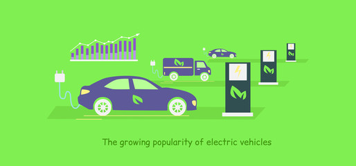 Icon Flat Growing Popularity Electric Vehicles