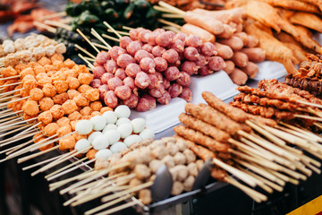 street fast food meatball barbecue in Vietnam