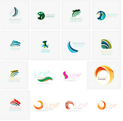 Set of abstract wavy elements. Circles, swirls and waves with copyspace for your message