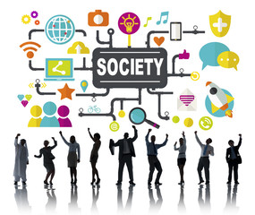 Naklejka premium Society Social Media Social Networking Connection Concept
