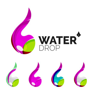 Set of abstract eco water icons, business logotype nature green concepts, clean modern geometric design