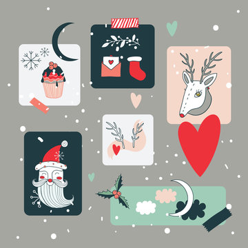 Christmas and New Year Holidays design elements set