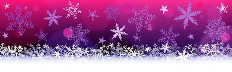 Bannière magenta Noël avec flocons de neige