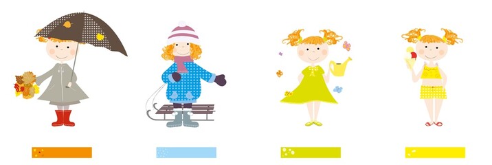 Baby girl and four seasons / labels for seasons name