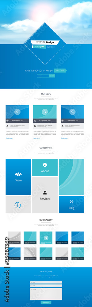 Canvas Prints one page website design for your business with clouds and sky realistic illustration