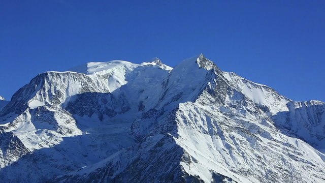 Zoom in on Mont Blanc, the highest mountain peak in Europe.