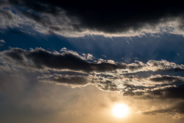 Sunset sky with beautiful clouds.