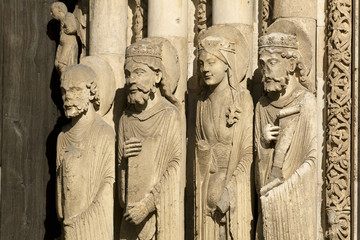 Statues in the cathedral of Chartres,  Eure-et-Loir, centre-val