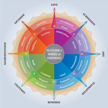Roue des Emotions de Plutchik - Diagramme en Anglais - Outil Psychologie et Coaching