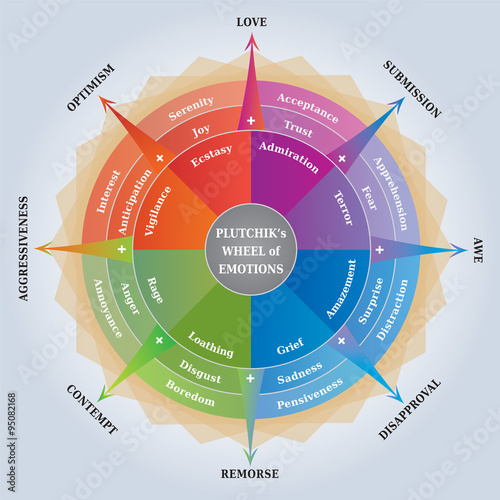 "Roue des Emotions de Plutchik - Diagramme en Anglais - Outil