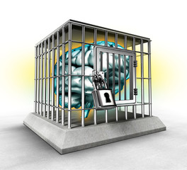 human brain in a cage
