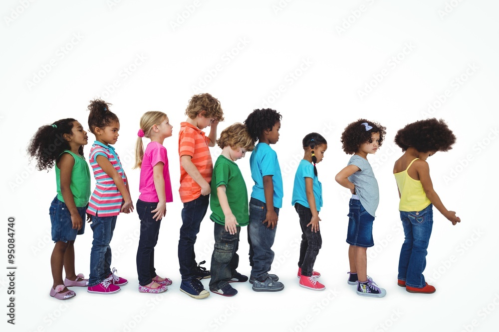 Wall mural group of kids standing in a line