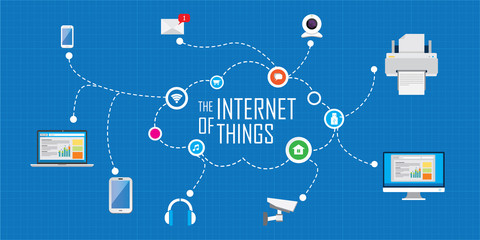 Internet Things flat iconic illustration