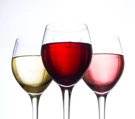Fotobehang White wine, Red wine and Rose © naruedom