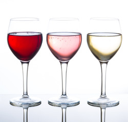 White wine, Red wine and Rose