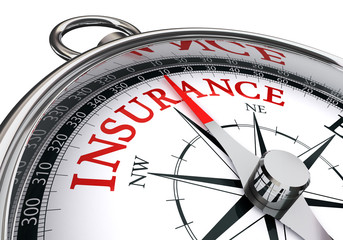 insurance red word on concept compass