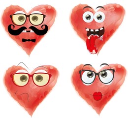 Valentine vintage background. Watercolor hearts.