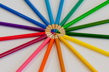 Color pencils above white
