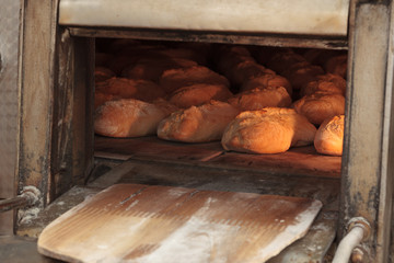 loaves of bread in the oven