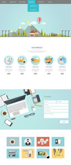 Flat Website template with flat eco landscape illustration 