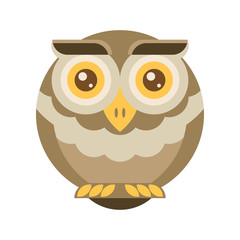 Brown owl. Flat vector.