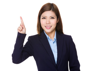 Asian Young businesswoman with finger point up
