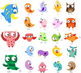 Set of vector cartoon birds