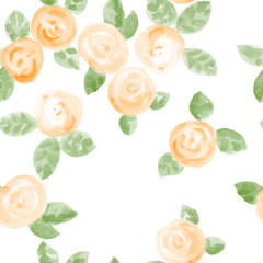 cute hand drawn watercolor roses seamless pattern. vector illustration