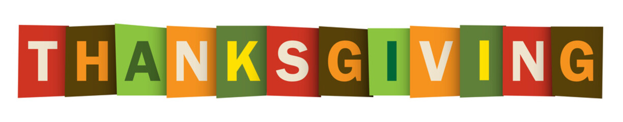 THANKSGIVING vector letters icon with autumn colours