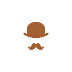 Icon mustache and bowler.