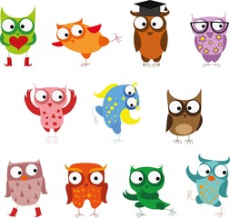 Set of vector cartoon birds