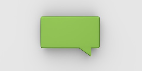green 3D Empty speech bubble on a grey gray background