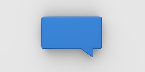 blue 3D Empty speech bubble on a grey gray background