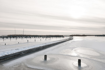 Breitenbrunn on Lake Neusiedl in winter